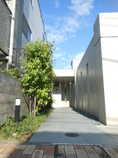 Entrance. Through the alley to the entrance
