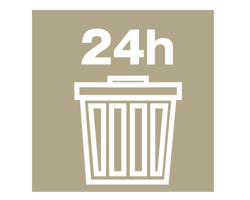 Other.  [24 hours garbage out OK] 24 hours at any time garbage can out to the residents-only garbage yard. Since there is no need to hoard and garbage within the dwelling unit smell is also not worried.