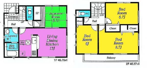 Floor plan. 31,800,000 yen, 4LDK, Land area 124.28 sq m , Building area 92.33 sq m