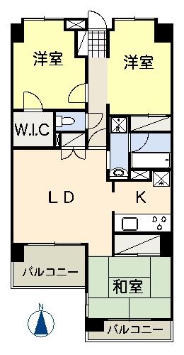 Floor plan. 3LDK, Price 28 million yen, Footprint 65.4 sq m , Balcony area 9.42 sq m
