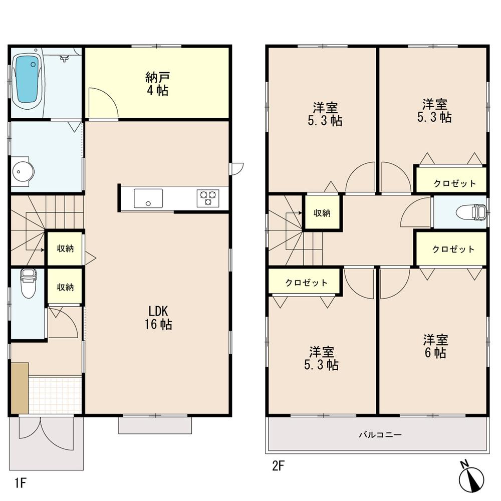 Building plan example (floor plan). Building plan example (No. 1 place) Building Price 10 million yen, Building area 99.36 sq m