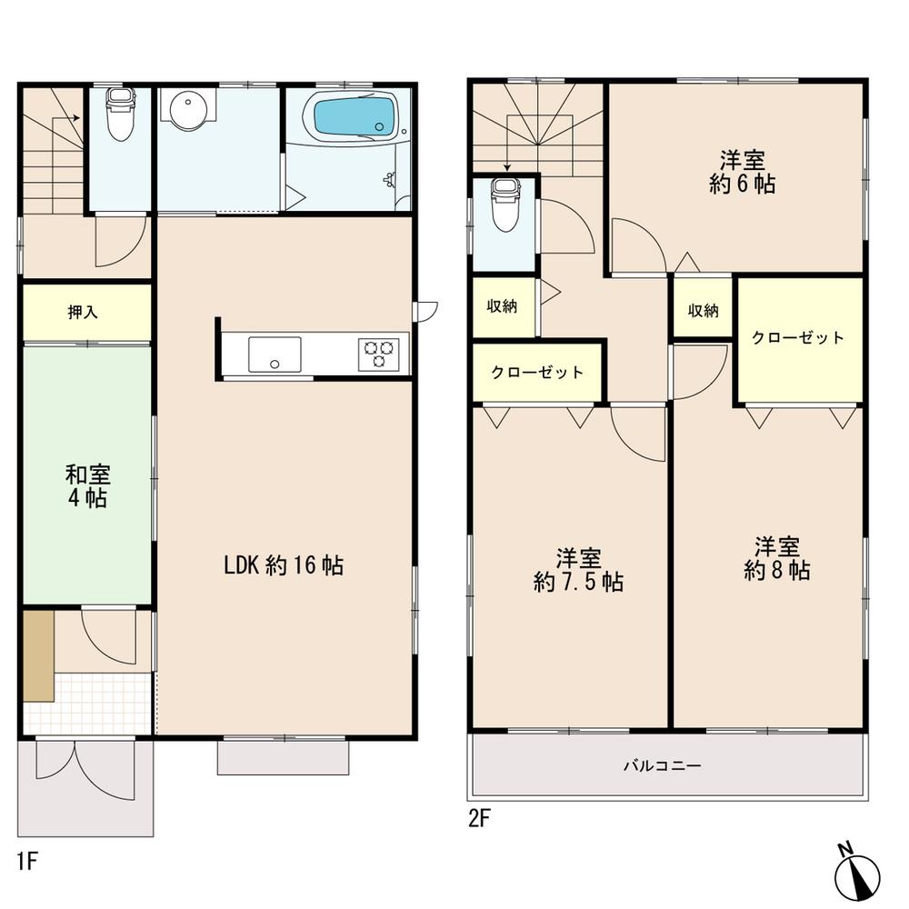 Building plan example (floor plan). Building plan example (No. 2 locations) Building Price 10 million yen, Building area 99.36 sq m