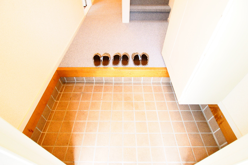 Entrance. Cupboard in the front door right, With full-length mirror on the left