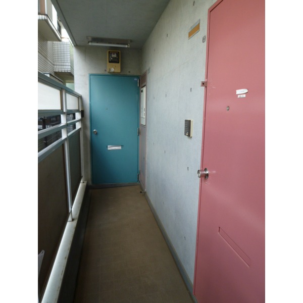 Other common areas. Colorful entrance door