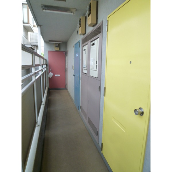 Other common areas. Colorful entrance door