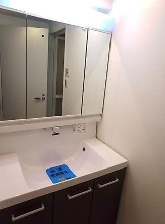 Wash basin, toilet. Washroom