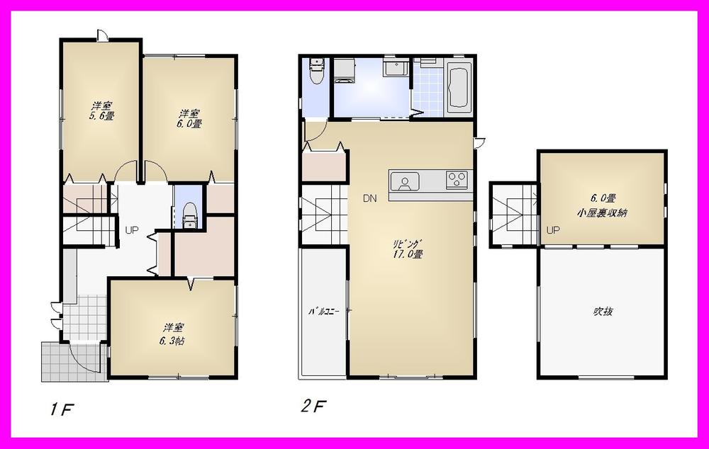 Floor plan. 52,800,000 yen, 3LDK + S (storeroom), Land area 90.79 sq m , Building area 85.11 sq m