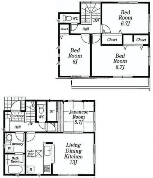 Floor plan. 31,800,000 yen, 4LDK, Land area 124.28 sq m , Building area 92.33 sq m