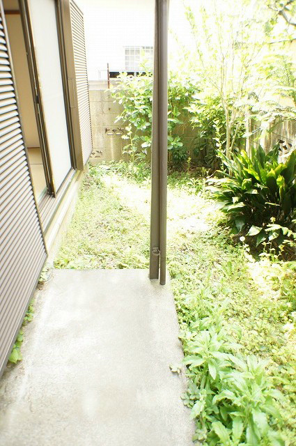 Balcony. There is only a small garden.