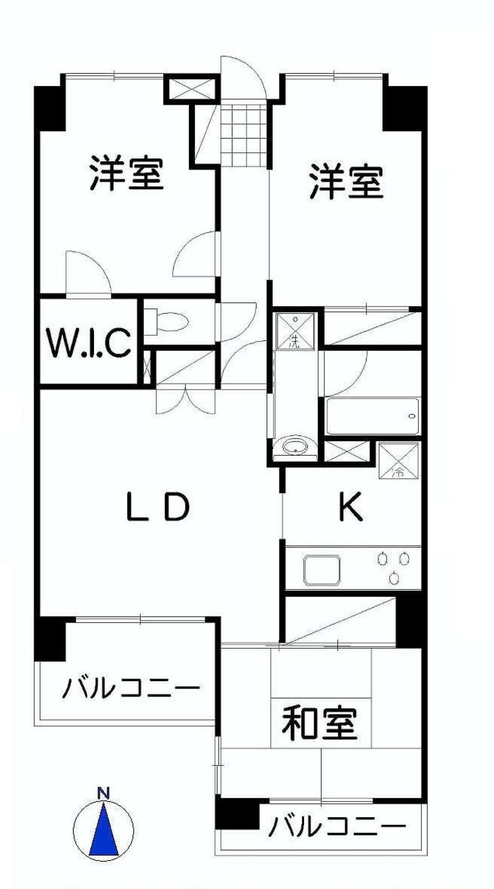 Floor plan. 3LDK, Price 28 million yen, Footprint 65.4 sq m , Balcony area 9.42 sq m