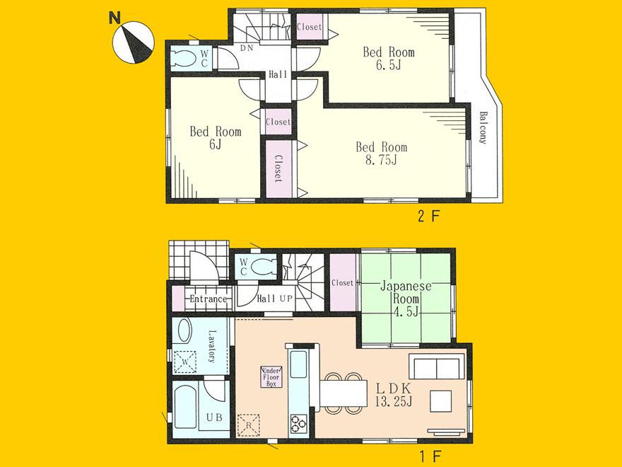 Floor plan. 30,800,000 yen, 4LDK, Land area 108.63 sq m , Building area 86.66 sq m