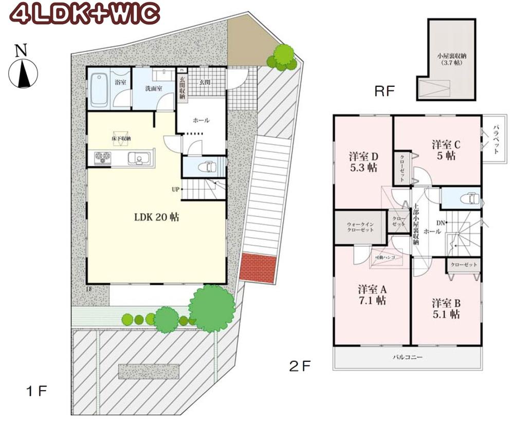 Floor plan. (6 Building), Price 54,300,000 yen, 4LDK, Land area 126.3 sq m , Building area 100.92 sq m