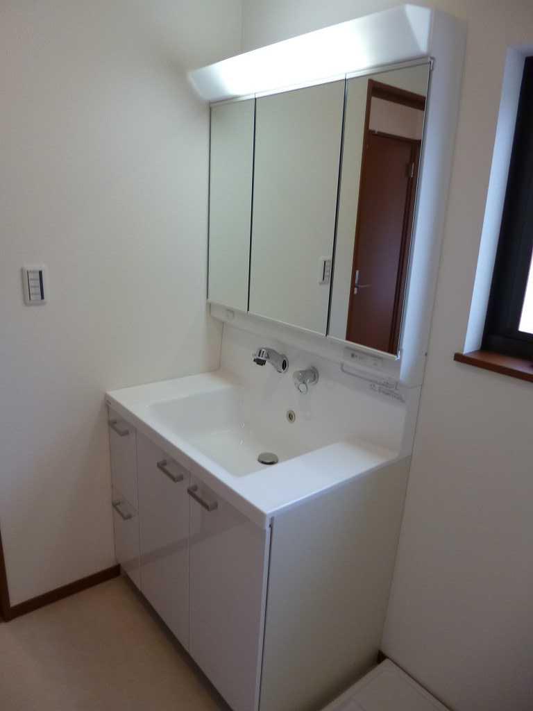 Wash basin, toilet. Bathroom vanity