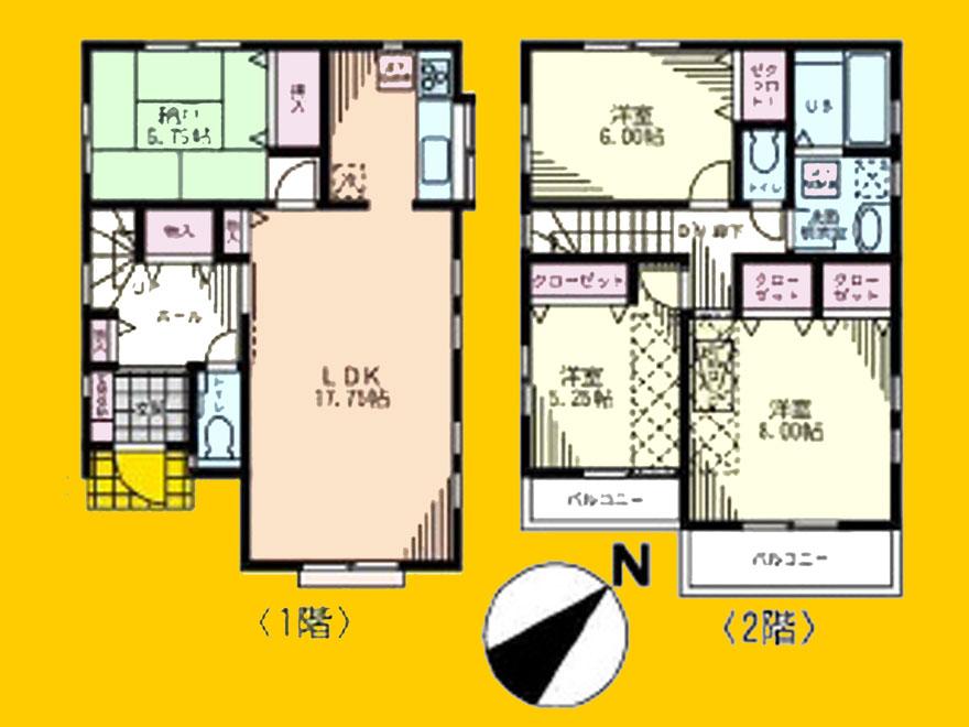 Floor plan. 44,500,000 yen, 4LDK, Land area 137.63 sq m , Building area 101.85 sq m