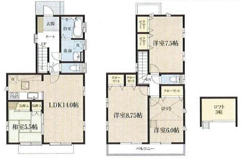 Floor plan. (Building 2), Price 38,300,000 yen, 4LDK+S, Land area 120 sq m , Building area 95.58 sq m