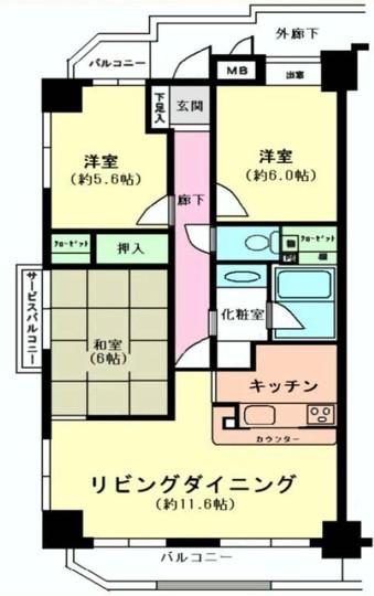 Floor plan. 3LDK, Price 24.5 million yen, Footprint 71.5 sq m , Balcony area 10.85 sq m