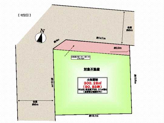 Compartment figure. It is northeast of the corner lot. The east side is the pedestrian street of car entry ban.