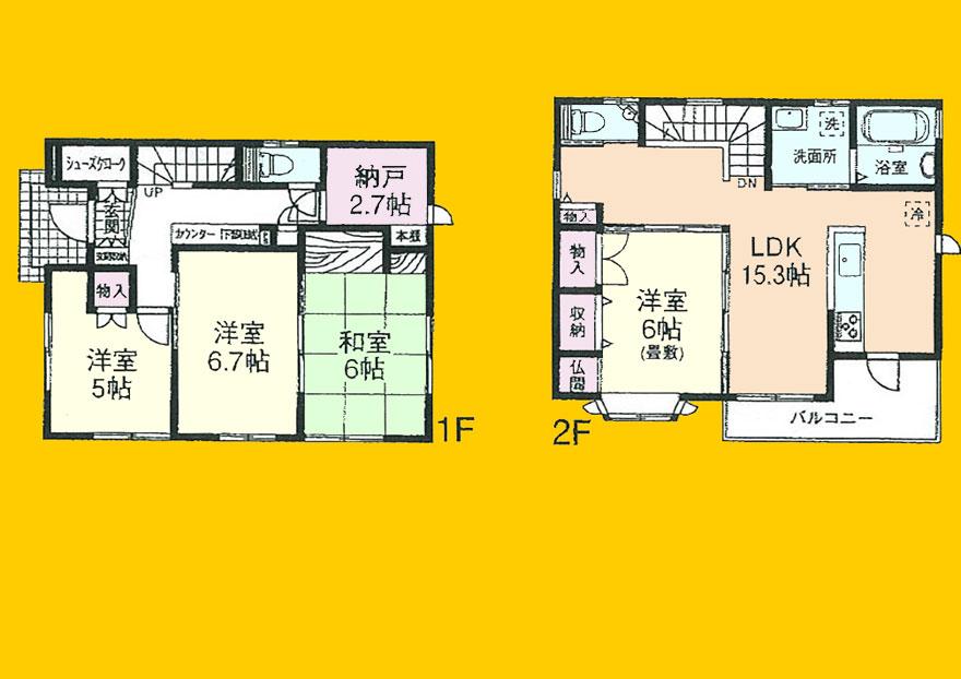 Floor plan. 31,800,000 yen, 4LDK + S (storeroom), Land area 130.45 sq m , Building area 100.8 sq m