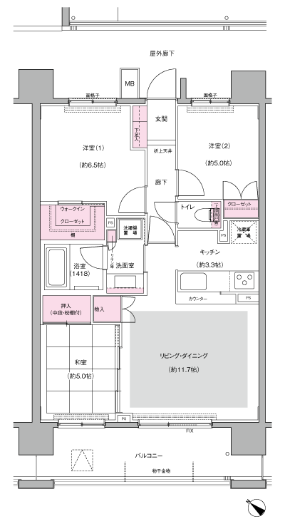 Floor: 3LDK + WIC, the occupied area: 70 sq m