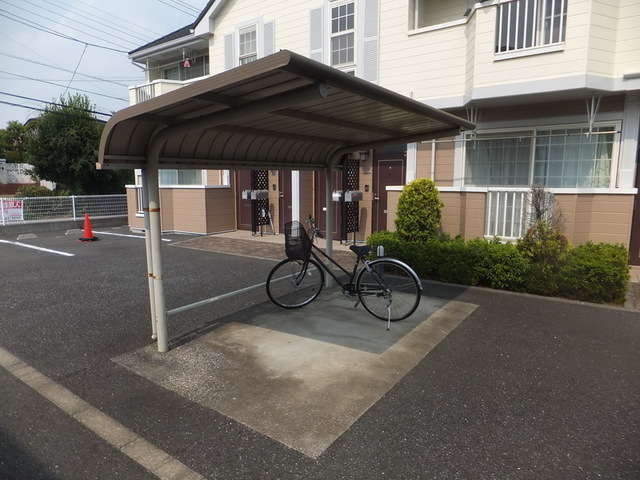 Other common areas. Bicycle parking lot with a roof