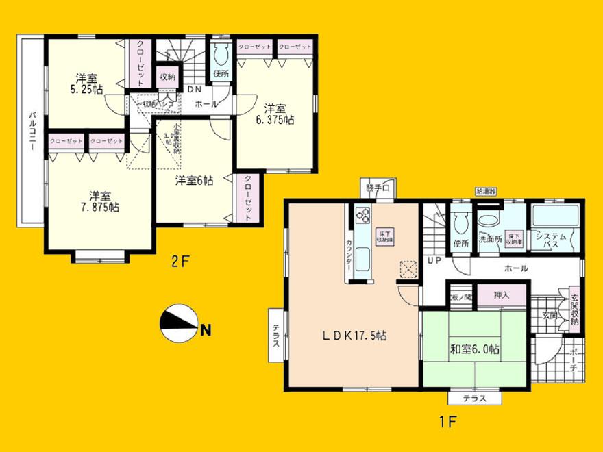 Floor plan. 43,800,000 yen, 5LDK, Land area 210.32 sq m , Building area 118.41 sq m