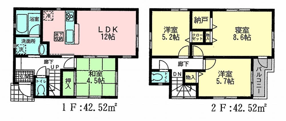 Floor plan. 39,800,000 yen, 4LDK, Land area 120.15 sq m , Building area 85.04 sq m Floor