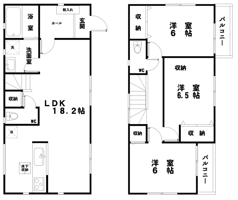 Floor plan. (Building 2), Price 44,800,000 yen, 3LDK, Land area 120.17 sq m , Building area 88.6 sq m