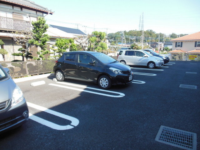 Parking lot. It is a large car park