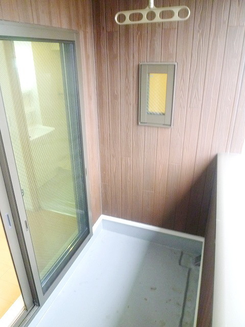 Balcony. Balcony of stylish woodgrain