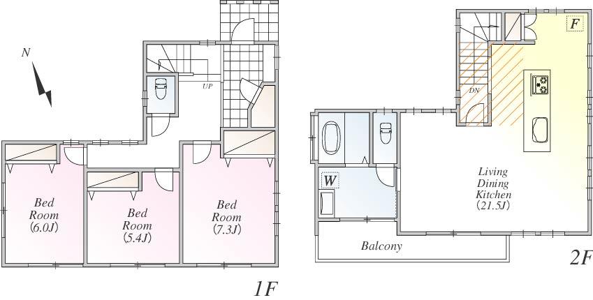 Floor plan. (Building 2), Price 42,800,000 yen, 3LDK, Land area 139.04 sq m , Building area 102.59 sq m