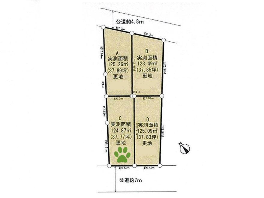 Compartment figure. Land price 34 million yen, Land area 124.87 sq m
