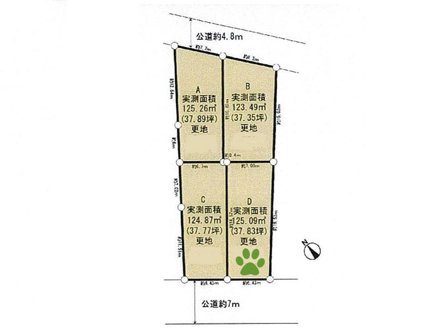 Compartment figure. Land price 34 million yen, Land area 125.09 sq m