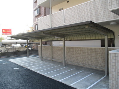 Parking lot. On-site is a bicycle parking lot