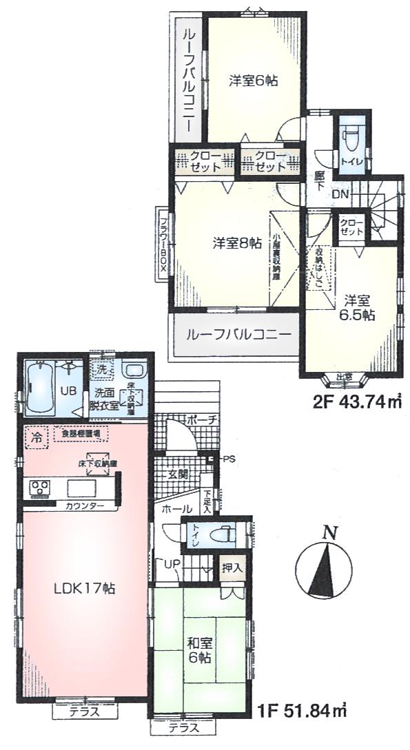 Floor plan. (2), Price 46,800,000 yen, 4LDK, Land area 130.45 sq m , Building area 95.58 sq m