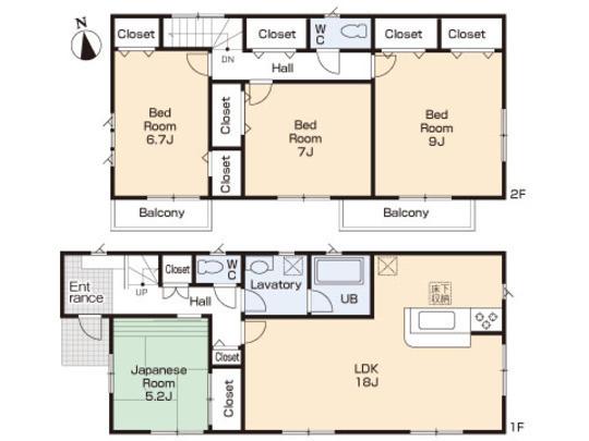 Floor plan. 42,800,000 yen, 4LDK, Land area 146.46 sq m , Building area 109.35 sq m floor plan
