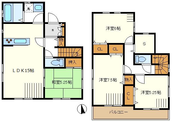 Floor plan. 35,800,000 yen, 4LDK + S (storeroom), Land area 128.11 sq m , Building area 96.88 sq m antenna ・ P2 pcs eyes space created expenses ・ Room lighting fixtures, etc. will cost extra. Room curtain rail at seller specification ・ Living gifts.