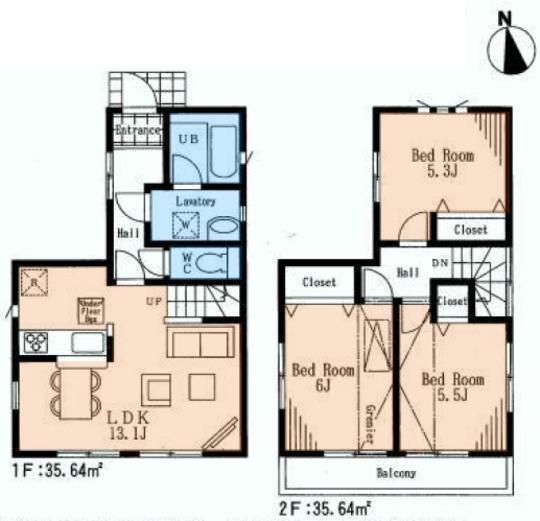 Floor plan. 33,800,000 yen, 3LDK, Land area 89.52 sq m , Building area 71.28 sq m