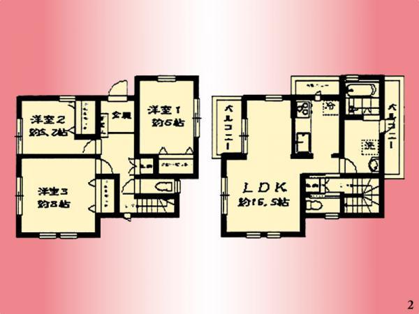 Floor plan. 35,800,000 yen, 3LDK, Land area 150.98 sq m , Building area 91.99 sq m