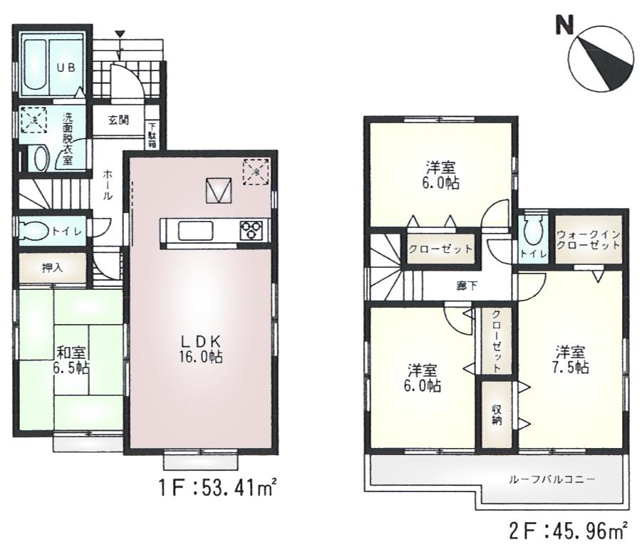 Floor plan. (1 Building), Price 38,800,000 yen, 4LDK, Land area 140.83 sq m , Building area 99.37 sq m