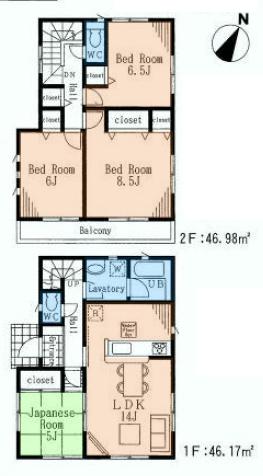 Floor plan. (1), Price 37,800,000 yen, 4LDK, Land area 134.62 sq m , Building area 93.15 sq m