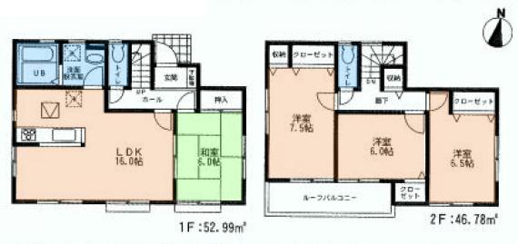 Floor plan. (2), Price 43,800,000 yen, 4LDK, Land area 134.64 sq m , Building area 99.77 sq m