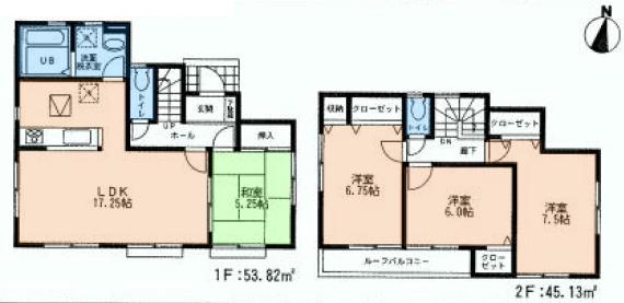 Floor plan. (1), Price 44,800,000 yen, 4LDK, Land area 134.63 sq m , Building area 98.95 sq m