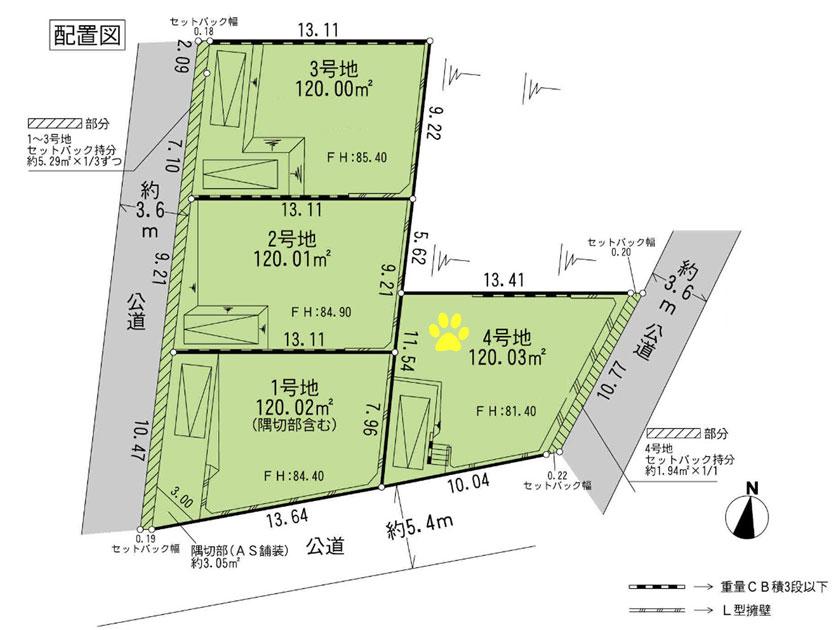 Compartment figure. Land price 22 million yen, Land area 120.03 sq m