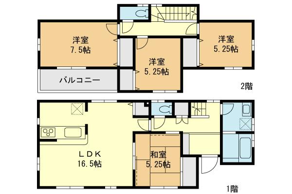 Floor plan. (3 Building), Price 37,800,000 yen, 4LDK, Land area 170.15 sq m , Building area 103.29 sq m