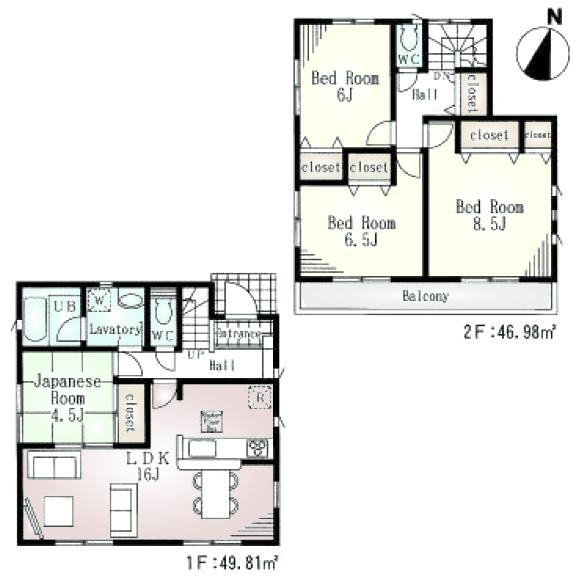 Floor plan. (3 Building), Price 38,800,000 yen, 4LDK, Land area 186.37 sq m , Building area 96.79 sq m