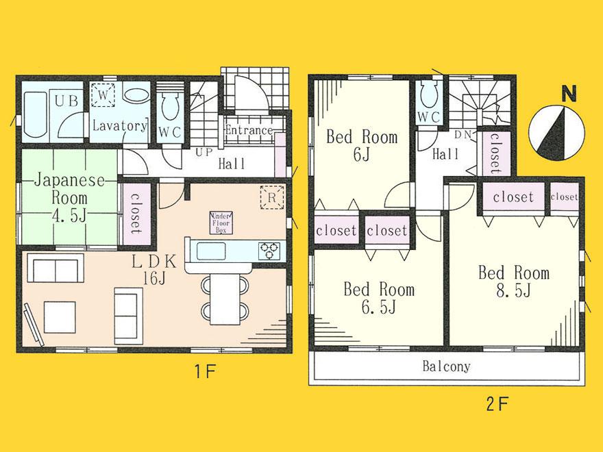 Floor plan. (3 Building), Price 35,800,000 yen, 4LDK, Land area 186.37 sq m , Building area 96.79 sq m