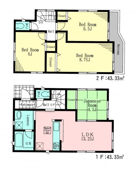 Floor plan. 31,800,000 yen, 4LDK, Land area 108.63 sq m , Building area 86.66 sq m