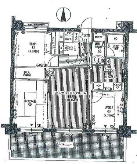 Floor plan. 3LDK, Price 18,800,000 yen, Occupied area 56.26 sq m , Balcony area 15.32 sq m
