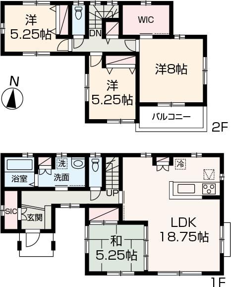 Building plan example (floor plan). Loose 4LDK reference plan
