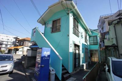 Building appearance. On-site, There is also a vending machine